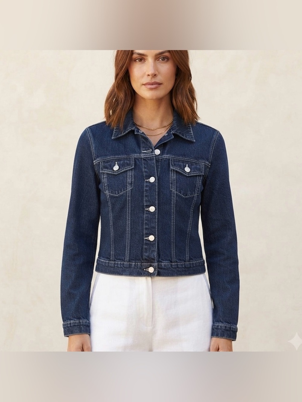 Industry Supply Co Dark Wash Denim Jean Jacket with Contrast Stitching Size M